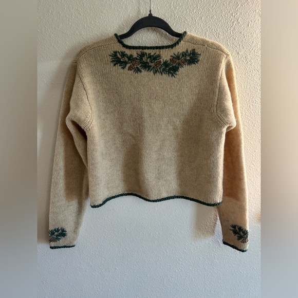 Vintage Orvis Wool Pine Foliage Embroidered Sweater Cardigan Womens S - Picture 7 of 9
